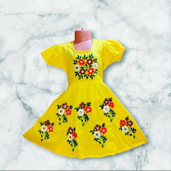 Yellow Hand Stitched Cotton Frock